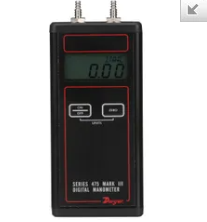 Handheld digital manometer, range 0-20.00" w.c. (4.982 kPa), max. pressure 10 psig