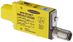 Banner MINI-BEAM: Diffuse; Range: 380 mm; Input: 24-240 V ac; Output: SPST Solid-state 2-Wire; 3-pin Micro Integral QD (SM2A312DQD)