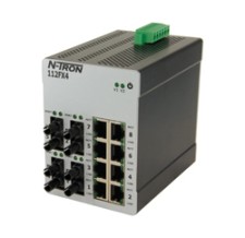 100 Series, 12-Port, N-Tron 112FX4 Unmanaged Industrial Ethernet Switch, ST 15km