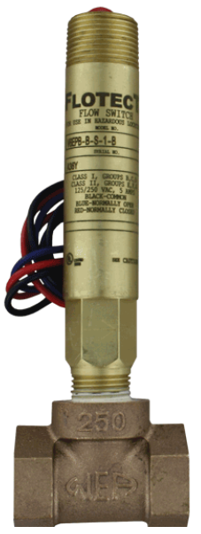 Series V6 Flotect, Mini-Size Flow Switch, 1/2"NPT, Brass Body and SS Tee, SPDT