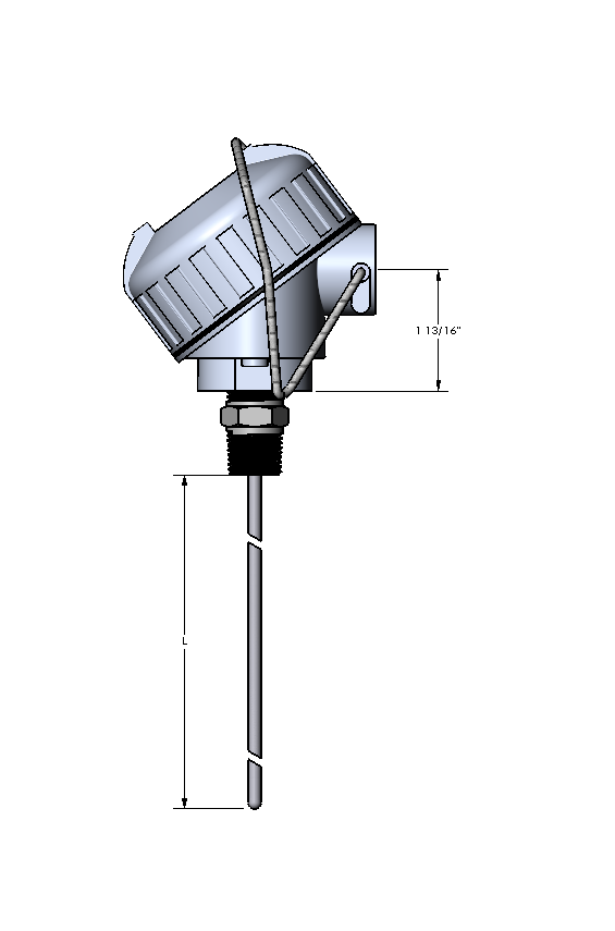 Watlow RR Style RTD, Single 3-Wire, Cast Alum. Conn. Head, 1/4" OD, 18" SS Sheath, 1/2" NPT Fitting