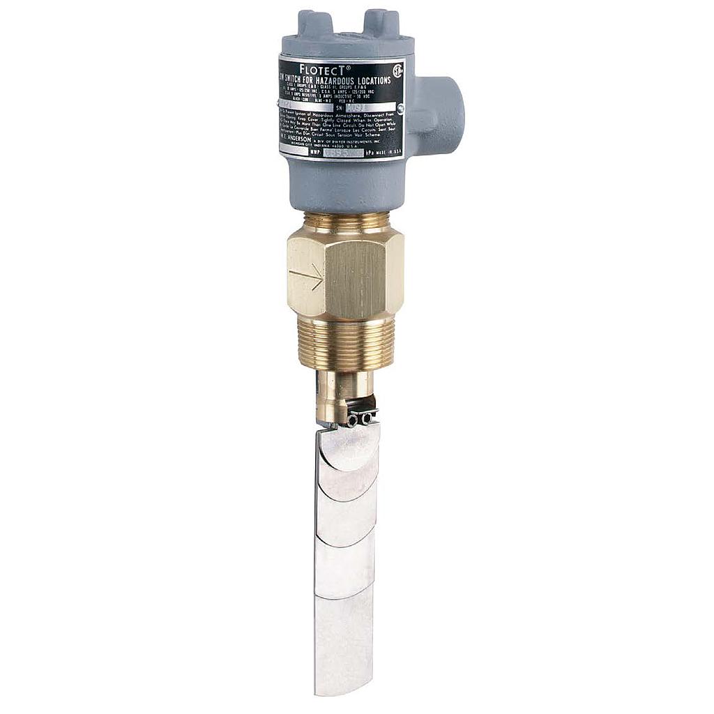 Flotect Vane Operated Flow Switch, Brass, Universal Vane, Gold Contacts