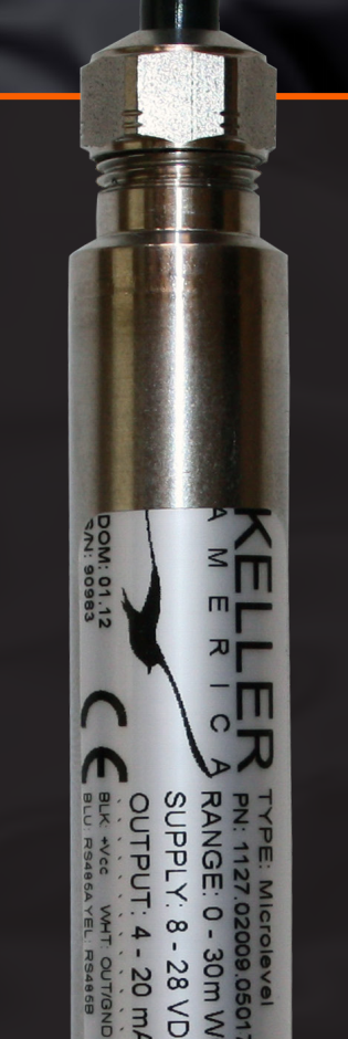KELLER MICROLEVEL SUBMERSIBLE TRANSDUCER, 15FT H2O WITH 75FT ATTACHED CABLE, 0.25% ACCURACY, 0.63" BORE SIZE