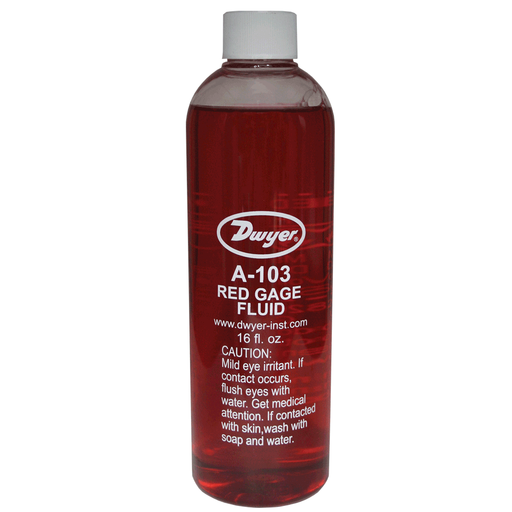 1 PINT BOTTLE OF RED GAGE FLUID, .826 SPECIFIC GRAVITY