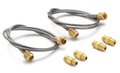 Quick-test hose kit - (2) 3 ft hoses, (2) 1/8" MNPT, (2) 1/4" MNPT adapters, brass