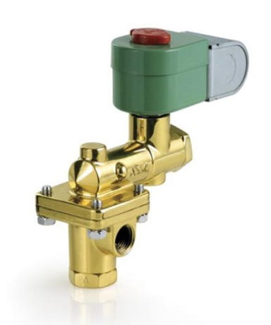 ASCO 8377 SERIES SOLENOID VALVE, 3 WAY NORMALLY CLOSED FOR FUEL OIL, 0-100PSI, 3/8"NPT, BRASS BODY
