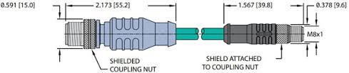 Turck Ethernet Cordset, Extension Cordset (RSSD PSGS 4M 4413-2M)