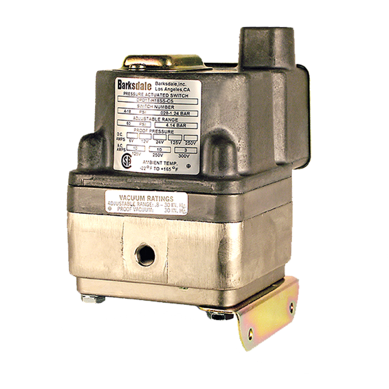 Barksdale DPD1T Diaphgram Pressure Switch, Single Setpoint, 10 Amps @ 125/250 VAC; 3 Amps @ 480 VAC, 0.5 to 80 psi