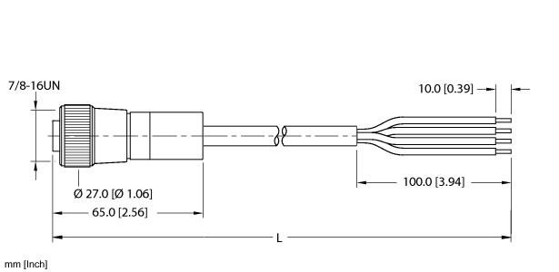 Turck Power Cable, Connection Cable (RKM 44-2M)