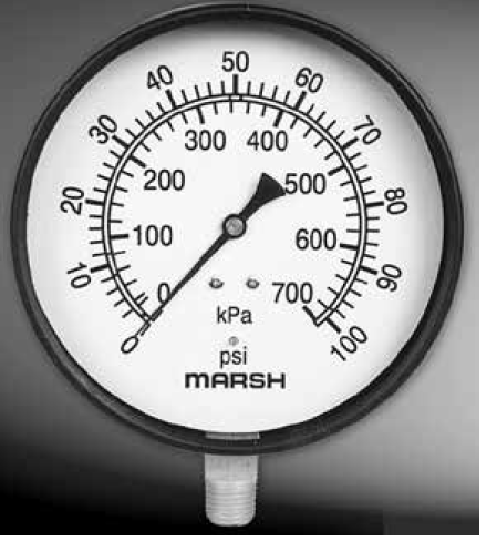 PRESSURE GAUGE 4"DRY 1/4"BM 0-400PSI