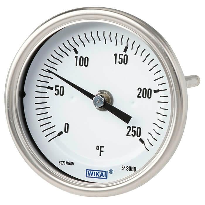 Wika TG.53 Series Bimetal Thermometer, 0 to 140 °F