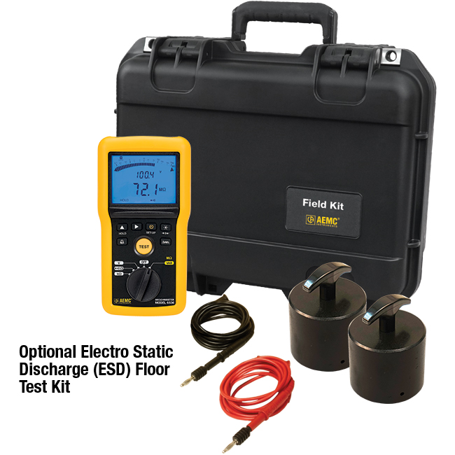 AEMC Megohmmeter Model 6536 ESD Floor Kit (Meter, Set of 2, 5 lb. weights and carrying case)
