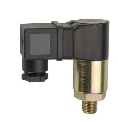 Rugged Cylindrical Pressure Switch PS75-60-4MSZ-C-HCR-RD, 7/16˝-20 SAE Male, SPDT, RIGHT ANGLE DIN 43650A 9mm CABLE CLAMP, REDUCED DIFFERENTIAL (10 MOQ)
