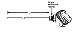 Watlow Type J Thermocouple, 12" Length with Cast Iron Head, with