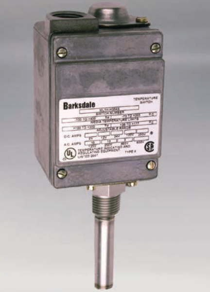 Barksdale Local Mount Temperature Switch, NEMA 4, SPDT Single Set Point, 75-200F, Brass Sensor