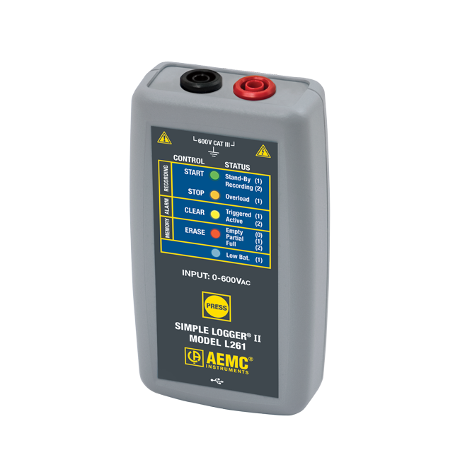 AEMC Simple Logger® II Model L261 (1-Channel, TRMS, 600VAC/DC, DataView® Software)