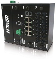 NT24k Series, 16-Port, N-Tron NT24K-DR16-DC Modular Managed Ethernet Switch, DC