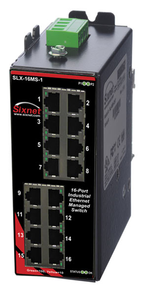 SLX Series, 16-Port, Sixnet SLX-16MS Managed Industrial Ethernet Switch