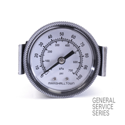 MARSHALLTOWN PRESSURE GAUGE 0-160 PSI, 2" Dial, 1/4"NPT CBM w/U-CLAMP