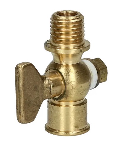 Wika 910.10 Series Gauge Cock, T Handle, Brass, 1/4" NPTF to 1/4" NPTM, 200 PSI