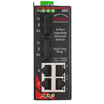 SLX Series, 6-Port, Sixnet SLX-6RS Ethernet Ring Switch with Monitoring, SC 4km