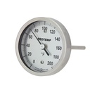 ReoTemp Bimetal Dial Thermometer, 3" Dial, Back Conn./Reset, 6" Stem, 1/2" NPT, 50/500°F, Laminated Safety Glass