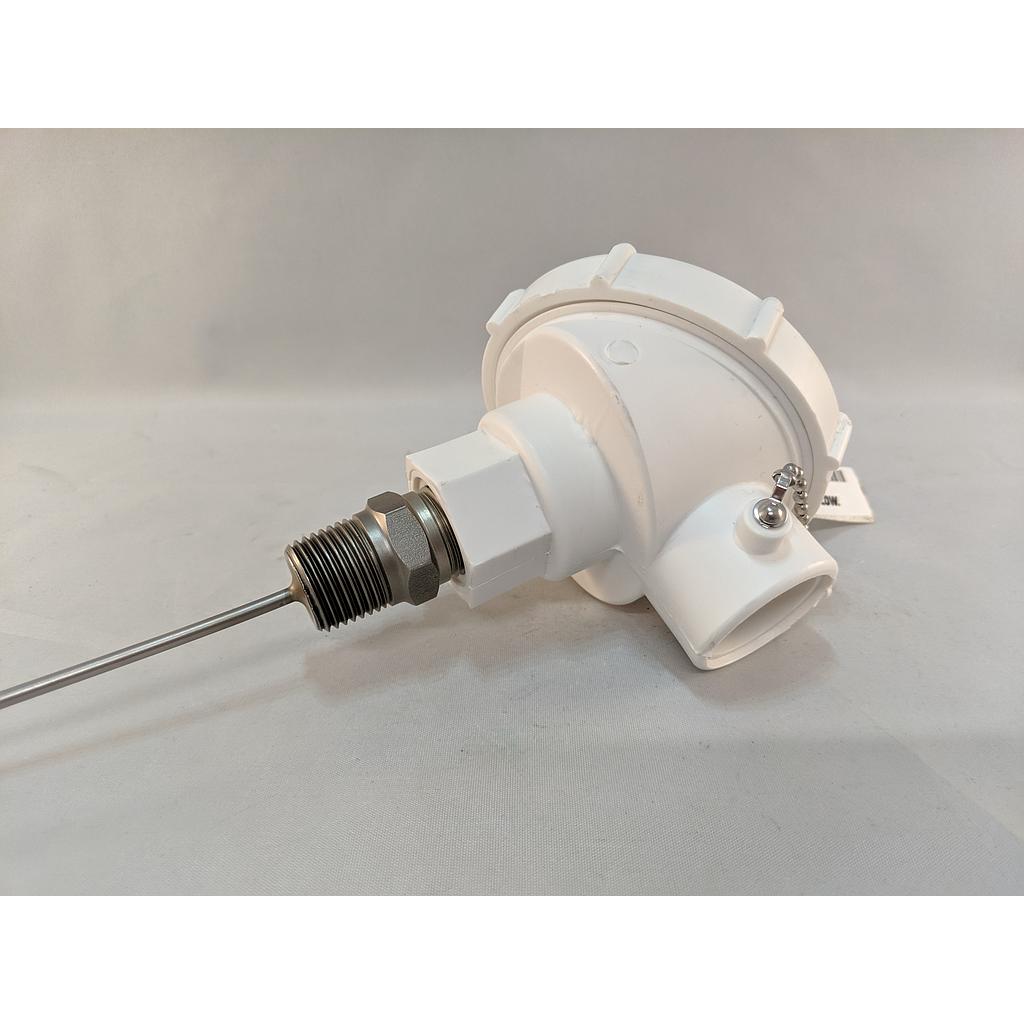 Watlow RR Style RTD w/Double Fitting, Single 3-Wire, PP Conn. Head, 1/4" OD, 5" SS Sheath, 1/2" NPT Fitting
