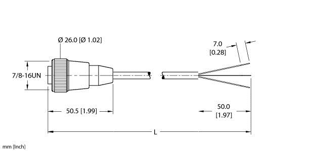 Turck Actuator and Sensor Cordset, Connection Cable (RKM 30-4M/S90)
