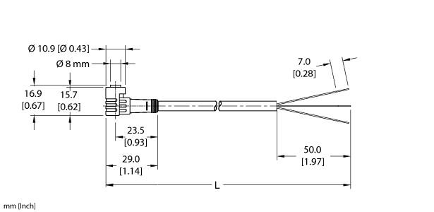 Turck Actuator and Sensor Cordset, Connection Cable (PKW 3Z-10)