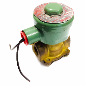 ASCO SOLENOID VALVE, 3/8" NPT, 120/60, SINGLE RIDER RING BUMPER CORE GUIDE, 2 WAY, NORMALLY CLOSED, BRASS BODY, 18" LEADS