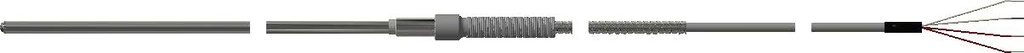 Pyromation RTD Spring-Loaded Assembly, Single 4-Wire, 1/4" OD, 12" Sheath, 15' FPM Leads (2" Split, 1/4" Stripped) w/Relief Spring