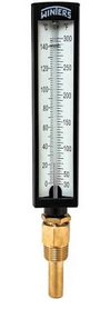 WINTERS TAS INDUSTRIAL 5" THERMOMETER, 1.26" STRAIGHT STEM, ABS CASE , 30°F to 300°F & 0°C to 150°C, w/ BRASS THERMOWELL