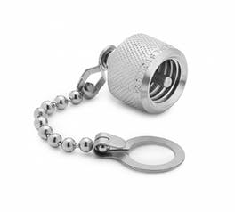 Cap and chain, S.S. (for any male Quick-test XT adapter) (for Branom shop use only)