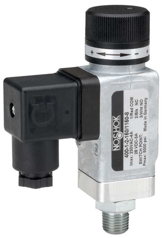400 Series Heavy-Duty Mechanical High Pressure Switch, 145 to 1,750 psig, 1/4" NPT-Male, SPDT, DIN EN 175301-803 Form A