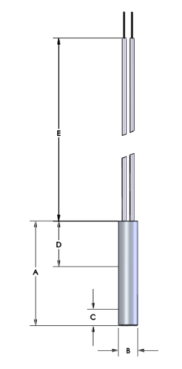 Watlow 3/8" x 2" FIREROD Stock Heater, 120V, 300W, 12" High Temp Swaged In Leads