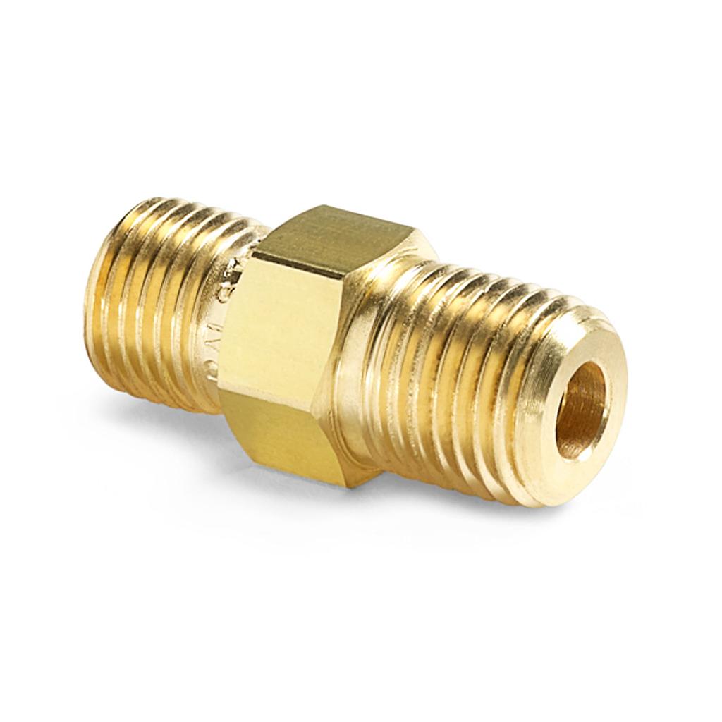 G 1/4" male BSPP (ISO 228/1) x male Quick-test, no check-valve, brass