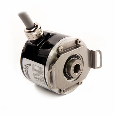 Dynapar H2O Series Rugged Shafted Encoder, Unidirectional, 2540PPR, Servo Mount, 3/8" Shaft W/Flat, .069" Dia Male Pilot , 5-26V In/Out, 36" Sealed Cbl, Side Exit