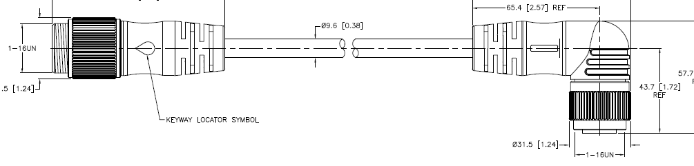 Turck Double-ended Cordset, Straight Male Connector to Right angle Female Connector (RSM WKM 76-1.3M/S101/CS12299)