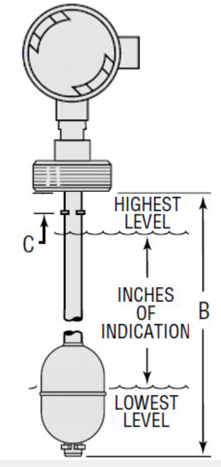XT-800 Continuous Level Transmitter, 34-inch Length, 4-20 mA Output, 4 inch Sanitary Flange (XT800-6-SS-SS-4-34-61200-J-H---rings)