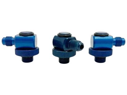Set of 3 swivel quick connect test fittings in aluminum 1/4"