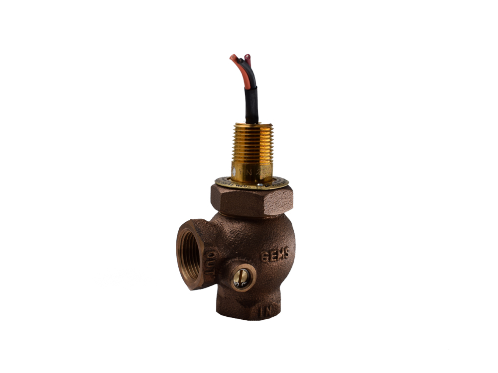Gems FS-400 Flow Switch, 3/4" NPT, 90° Flow Path,  SPDT, 20 VA, Bronze Body, Adjustable Range 7.0-14.0 GPM