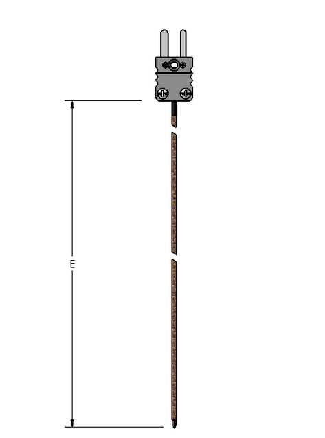 Watlow 61 Series Soft Wire Type K Thermocouple, 96" Pfa Leads w/Mini Plug