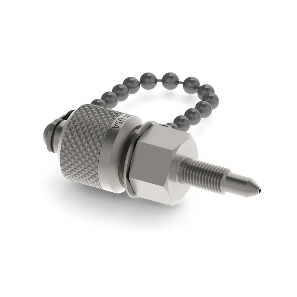 M6 x 0.75 MM x male Quick-test, with cap and chain, S.S.