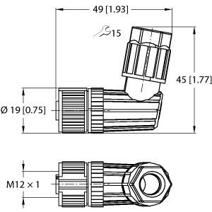Turck Accessories for Sensors and Actuators, Field-Wireable Connector, Female Connector M12 × 1, Angled (FW-EWKPM0426-SA-P-0408)