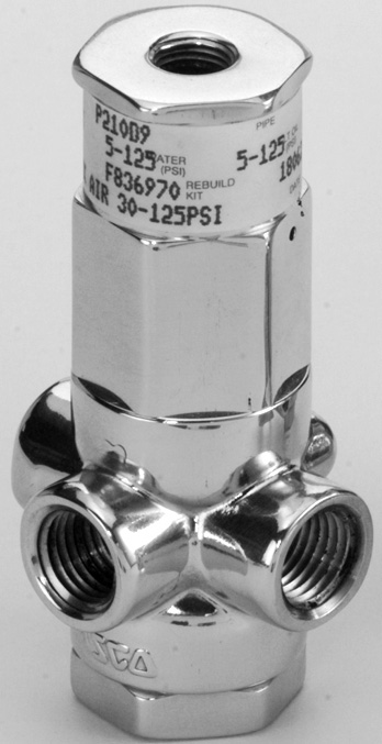 AIR OPERATED VALVE, GENERAL SERVICE 1/2" NPT PORTS, BRASS BODY, NORMALLY OPEN, 30-125 PSI RANGE
