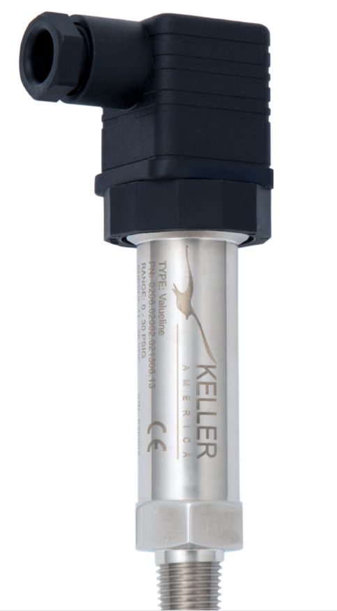 Keller Valueline Transducer, 0-60 PSI, 4-20mA Output, 0.25% Accuracy, DIN 43650 Mini Hirschman Connector, 1/4" NPT Process Connection