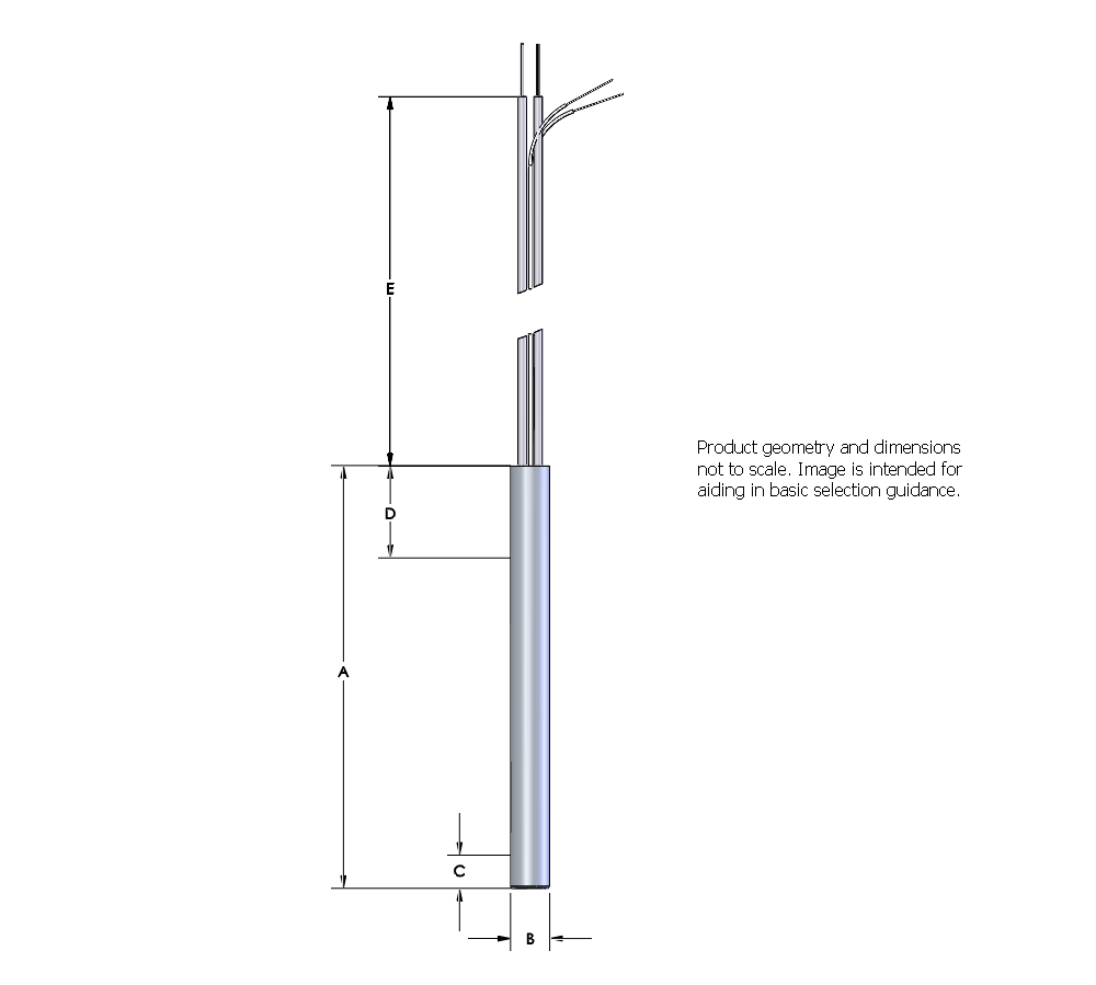 Watlow 3/8" x 4-1/4" FIREROD Stock Heater, 240V, 750W, 38" Fiberglass Right Angle Hose