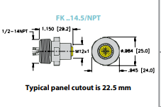 Turck Actuator and Sensor Receptacle, Front Mount (FK 4.5-0.5/14.5/NPT)