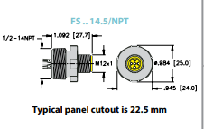 Turck Actuator and Sensor Receptacle, Front Mount (FS 4.5-0.5/14.5/NPT)