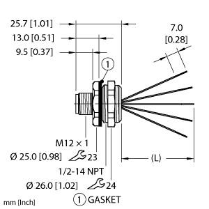 Turck Actuator and Sensor Receptacle, Front Mount (EFSBH-A5.500.2-0.5)
